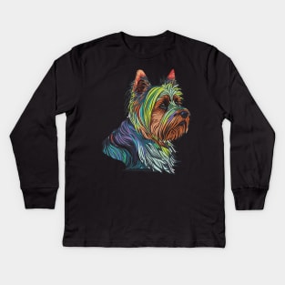 Yorkshire Terrier Dog Art Kids Long Sleeve T-Shirt